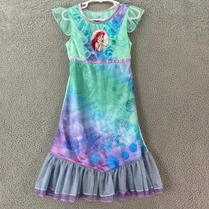 Disney Princess Ariel Nightgown Kids Size 6 Teal Purple Excellent Mermaid Gown